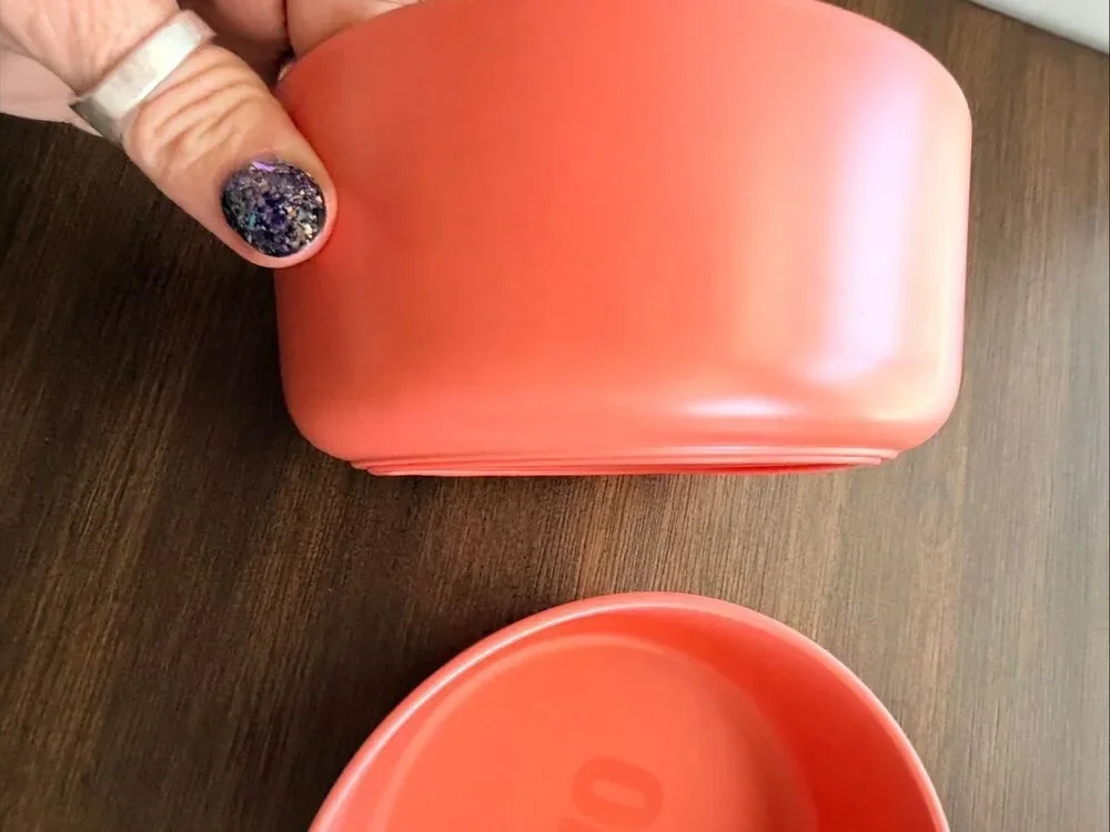 Ollie Lot of 2 Coral Pink Ceramic Pet Bowls for Food or Water